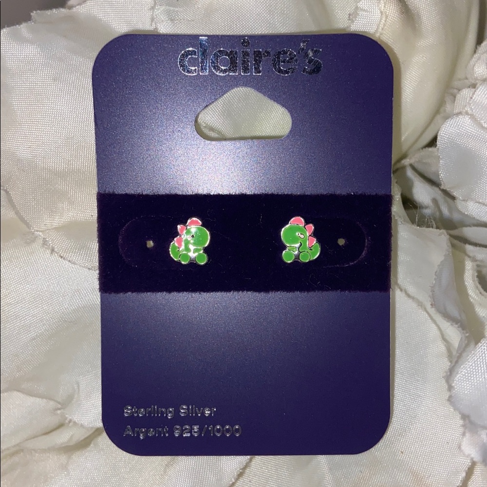 Claire's Festive Green Dinosaur Stud Earrings